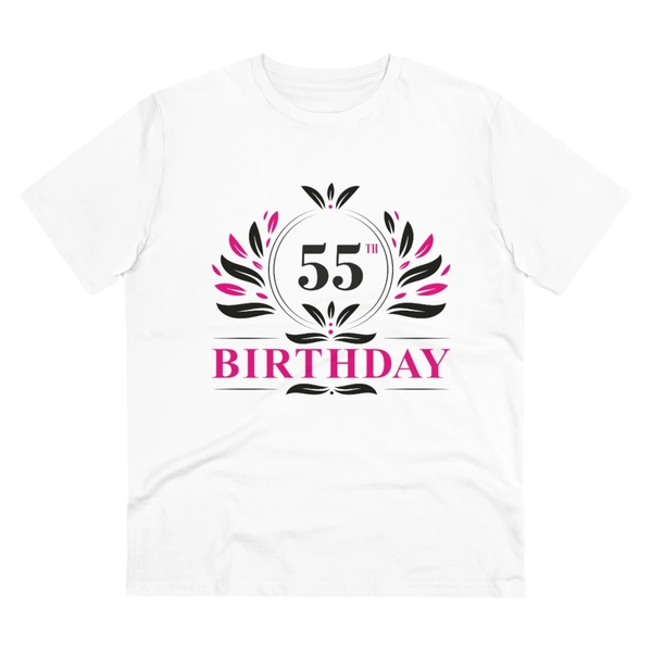 Men's PC Cotton 55th Birthday Printed T Shirt (Color: White, Thread Count: 180GSM) - White, 0.25, Casual, XL