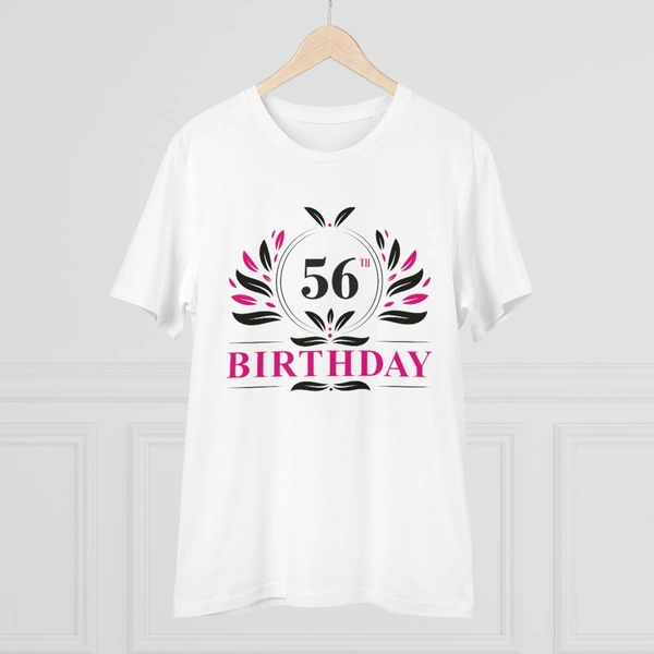 Men's PC Cotton 56th Birthday Printed T Shirt (Color: White, Thread Count: 180GSM) - White, 0.25, Casual, L