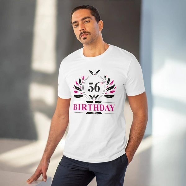 Men's PC Cotton 56th Birthday Printed T Shirt (Color: White, Thread Count: 180GSM) - White, 0.25, Casual, L