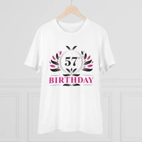 Men's PC Cotton 57th Birthday Printed T Shirt (Color: White, Thread Count: 180GSM) - White, 0.25, Casual, L