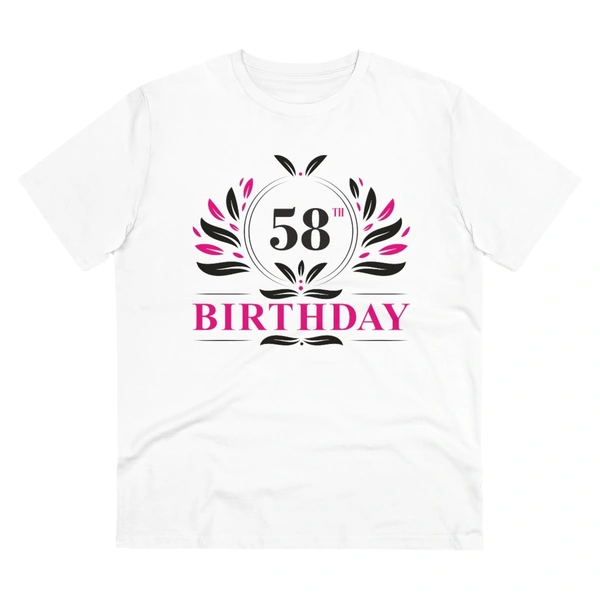 Men's PC Cotton 58th Birthday Printed T Shirt (Color: White, Thread Count: 180GSM) - White, 0.25, Casual, S
