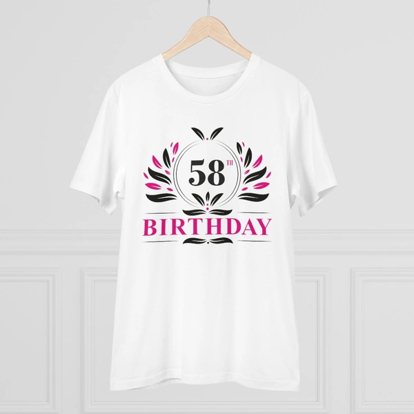 Men's PC Cotton 58th Birthday Printed T Shirt (Color: White, Thread Count: 180GSM) - White, 0.25, Casual, S