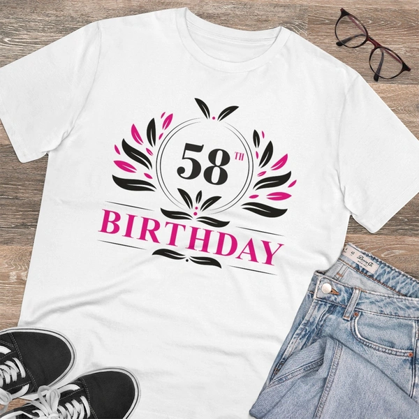 Men's PC Cotton 58th Birthday Printed T Shirt (Color: White, Thread Count: 180GSM) - White, 0.25, Casual, S