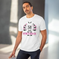 Men's PC Cotton 58th Birthday Printed T Shirt (Color: White, Thread Count: 180GSM) - White, 0.25, Casual, S