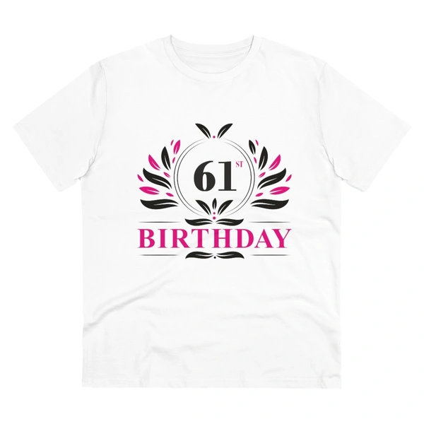 Men's PC Cotton 61st Birthday Printed T Shirt (Color: White, Thread Count: 180GSM) - White, 0.25, Casual, 2XL