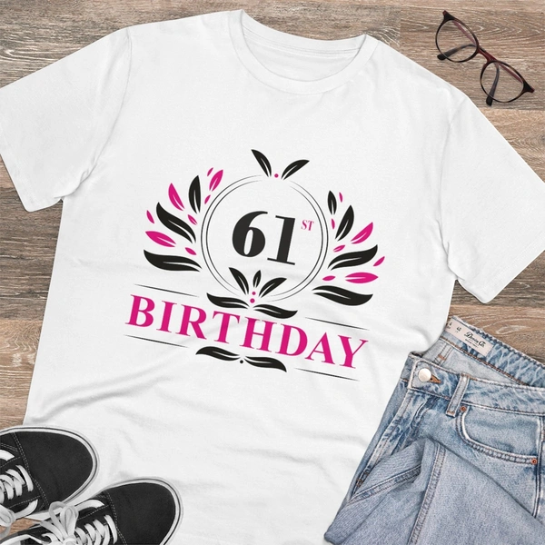 Men's PC Cotton 61st Birthday Printed T Shirt (Color: White, Thread Count: 180GSM) - White, 0.25, Casual, 2XL