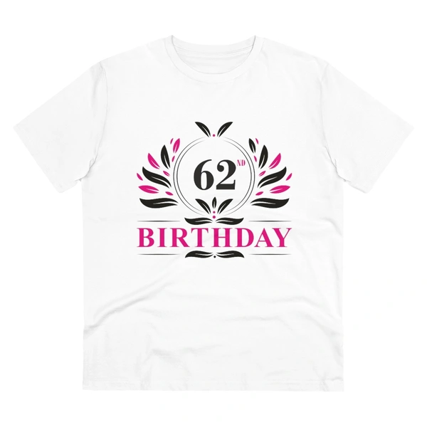 Men's PC Cotton 62nd Birthday Printed T Shirt (Color: White, Thread Count: 180GSM) - White, 0.25, Casual, L