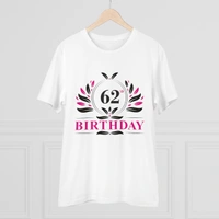 Men's PC Cotton 62nd Birthday Printed T Shirt (Color: White, Thread Count: 180GSM) - White, 0.25, Casual, L