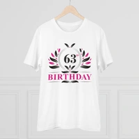 Men's PC Cotton 63rd Birthday Printed T Shirt (Color: White, Thread Count: 180GSM) - White, 0.25, Striped, S