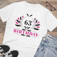Men's PC Cotton 63rd Birthday Printed T Shirt (Color: White, Thread Count: 180GSM) - White, 0.25, Striped, S