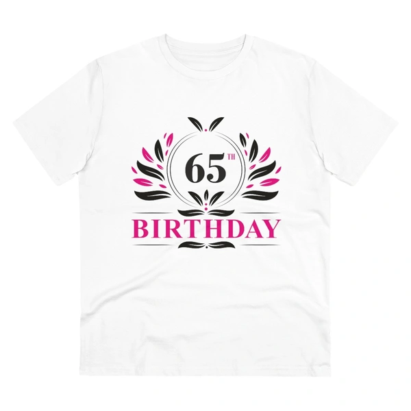 Men's PC Cotton 65th Birthday Printed T Shirt (Color: White, Thread Count: 180GSM) - White, 0.25, Solid, XL