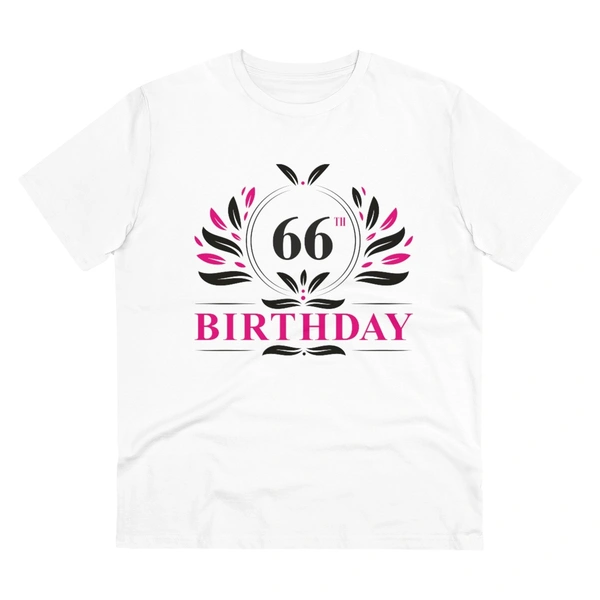 Men's PC Cotton 66th Birthday Printed T Shirt (Color: White, Thread Count: 180GSM) - White, 0.25, Solid, 2XL