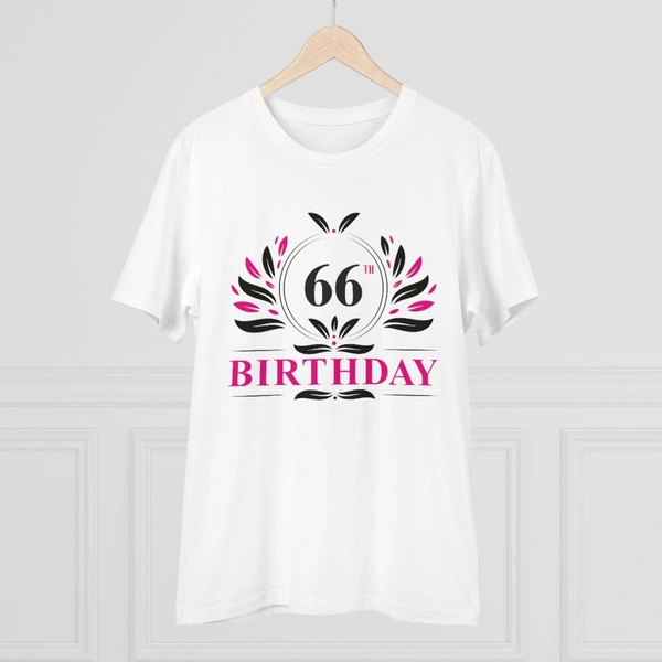 Men's PC Cotton 66th Birthday Printed T Shirt (Color: White, Thread Count: 180GSM) - White, 0.25, Solid, 2XL