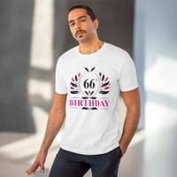Men's PC Cotton 66th Birthday Printed T Shirt (Color: White, Thread Count: 180GSM) - White, 0.25, Solid, 2XL