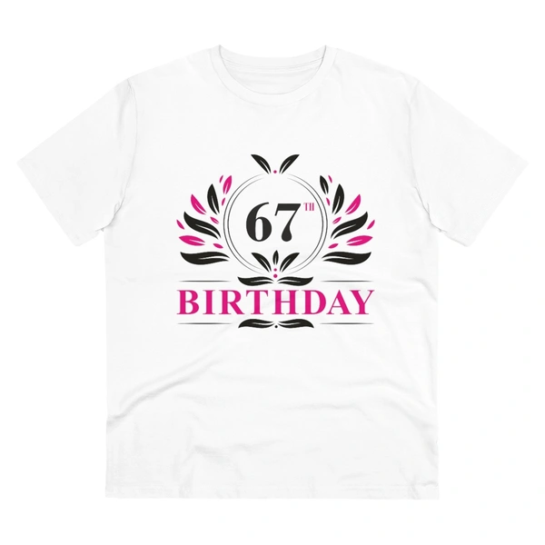 Men's PC Cotton 67th Birthday Printed T Shirt (Color: White, Thread Count: 180GSM) - White, 0.25, Printed, L