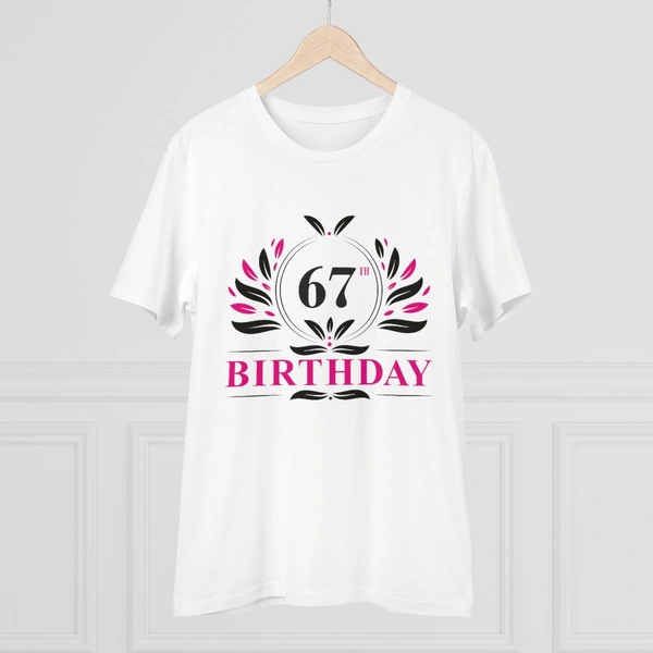 Men's PC Cotton 67th Birthday Printed T Shirt (Color: White, Thread Count: 180GSM) - White, 0.25, Printed, L