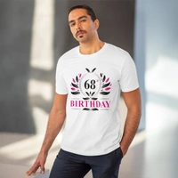 Men's PC Cotton 68th Birthday Printed T Shirt (Color: White, Thread Count: 180GSM) - White, 0.25, Printed, M