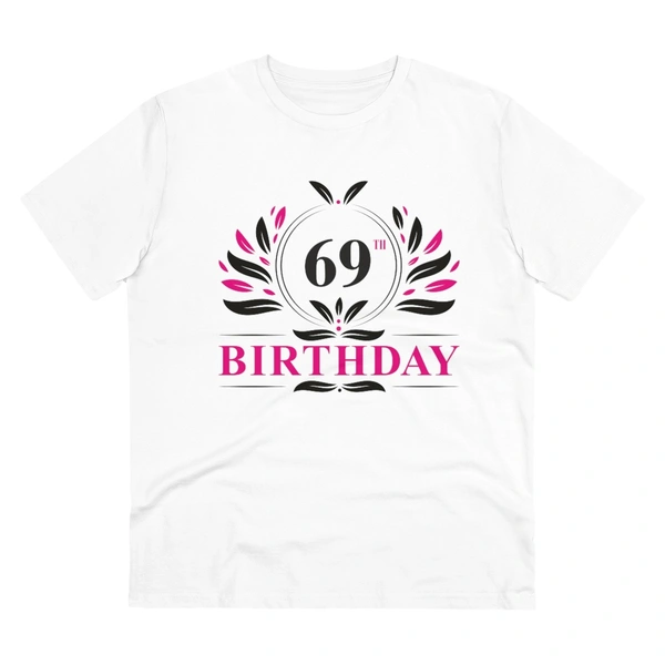 Men's PC Cotton 69th Birthday Printed T Shirt (Color: White, Thread Count: 180GSM) - White, 0.25, Printed, M