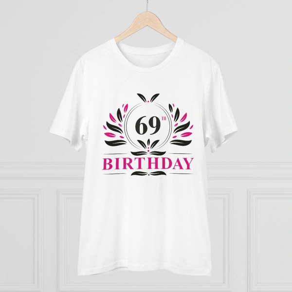 Men's PC Cotton 69th Birthday Printed T Shirt (Color: White, Thread Count: 180GSM) - White, 0.25, Printed, M