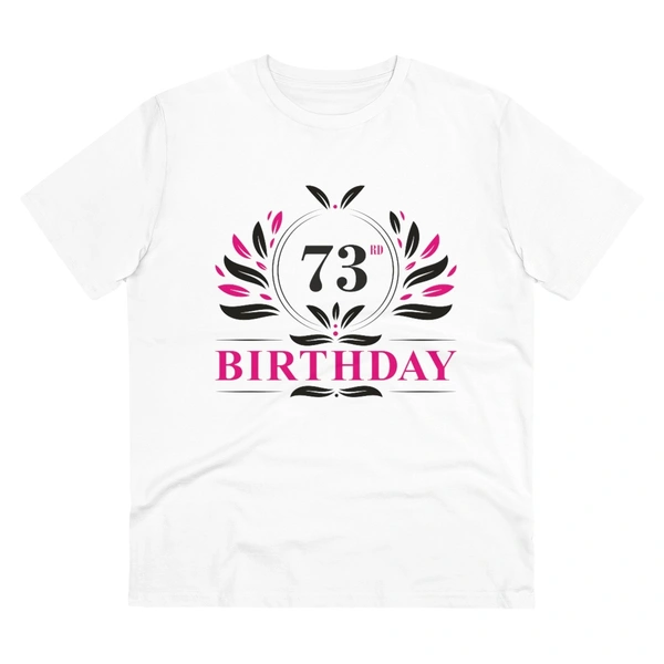 Men's PC Cotton 73rd Birthday Printed T Shirt (Color: White, Thread Count: 180GSM) - White, 0.25, Printed, S