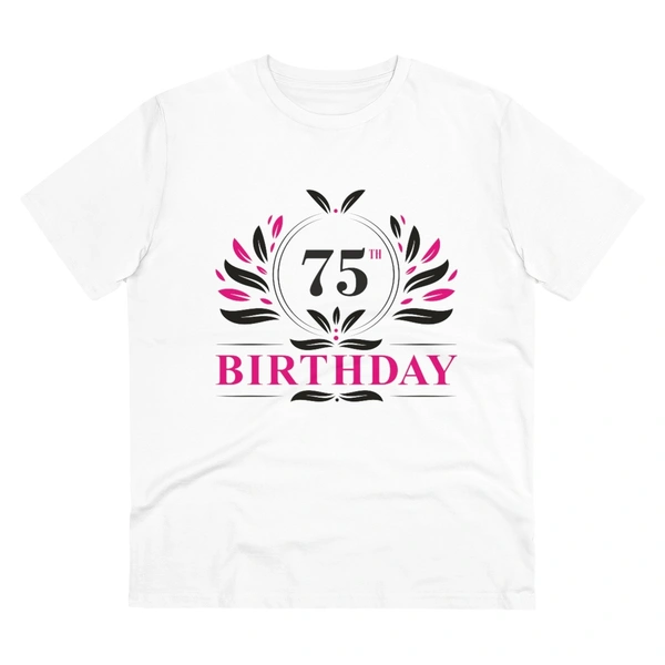 Men's PC Cotton 75th Birthday Printed T Shirt (Color: White, Thread Count: 180GSM) - White, 0.25, Printed, S
