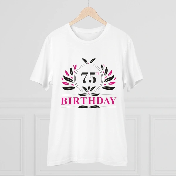 Men's PC Cotton 75th Birthday Printed T Shirt (Color: White, Thread Count: 180GSM) - White, 0.25, Printed, S