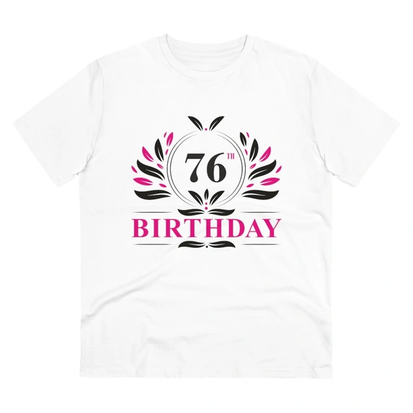 Men's PC Cotton 76th Birthday Printed T Shirt (Color: White, Thread Count: 180GSM) - White, 0.25, Printed, L
