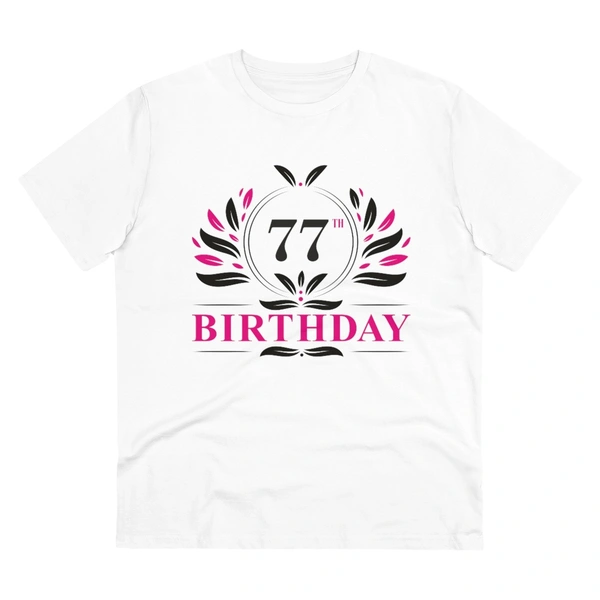 Men's PC Cotton 77th Birthday Printed T Shirt (Color: White, Thread Count: 180GSM) - White, 0.25, Printed, M