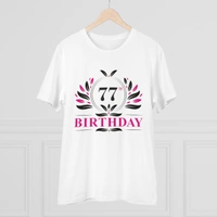 Men's PC Cotton 77th Birthday Printed T Shirt (Color: White, Thread Count: 180GSM) - White, 0.25, Printed, M