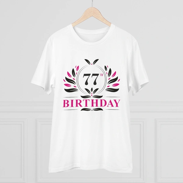 Men's PC Cotton 77th Birthday Printed T Shirt (Color: White, Thread Count: 180GSM) - White, 0.25, Printed, M