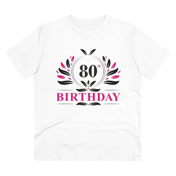 Men's PC Cotton 80th Birthday Printed T Shirt (Color: White, Thread Count: 180GSM) - White, 0.25, Printed, L