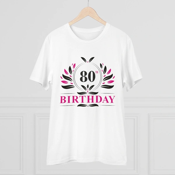 Men's PC Cotton 80th Birthday Printed T Shirt (Color: White, Thread Count: 180GSM) - White, 0.25, Printed, L
