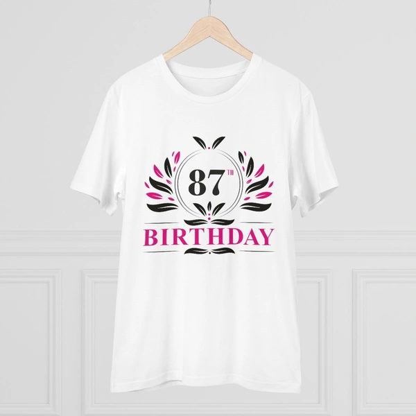 Men's PC Cotton 87th Birthday Printed T Shirt (Color: White, Thread Count: 180GSM) - White, 0.25, Printed, XL