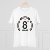 Men's PC Cotton 8th Anniversary Printed T Shirt (Color: White, Thread Count: 180GSM) - White, 0.25, Color Block, L
