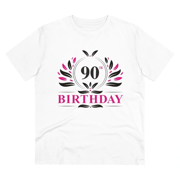 Men's PC Cotton 90th Birthday Printed T Shirt (Color: White, Thread Count: 180GSM) - White, 0.25, Solid, M