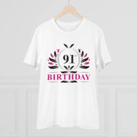 Men's PC Cotton 91st Birthday Printed T Shirt (Color: White, Thread Count: 180GSM) - White, 0.25, Solid, L
