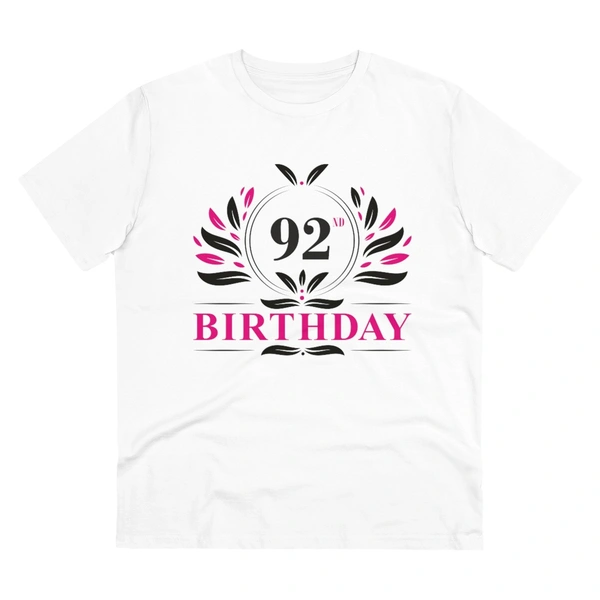Men's PC Cotton 92nd Birthday Printed T Shirt (Color: White, Thread Count: 180GSM) - White, 0.25, Solid, S