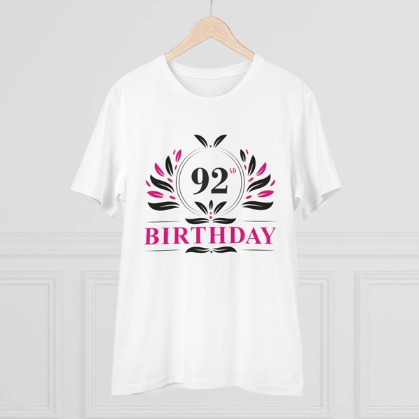 Men's PC Cotton 92nd Birthday Printed T Shirt (Color: White, Thread Count: 180GSM) - White, 0.25, Solid, S