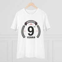 Men's PC Cotton 9th Anniversary Printed T Shirt (Color: White, Thread Count: 180GSM) - White, 0.25, Striped, S