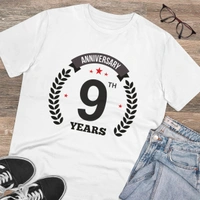 Men's PC Cotton 9th Anniversary Printed T Shirt (Color: White, Thread Count: 180GSM) - White, 0.25, Striped, S