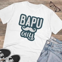 Men's PC Cotton Baapu Printed T Shirt (Color: White, Thread Count: 180GSM) - White, 0.25, Solid, L