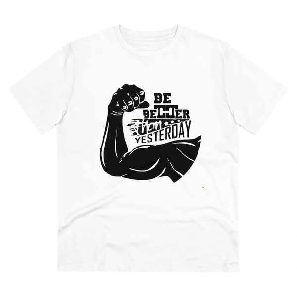 Men's PC Cotton Be Beter Than Yesterday Printed T Shirt (Color: White, Thread Count: 180GSM) - White, 0.25, Printed, S
