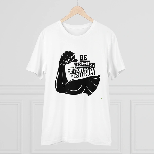 Men's PC Cotton Be Beter Than Yesterday Printed T Shirt (Color: White, Thread Count: 180GSM) - White, 0.25, Printed, S