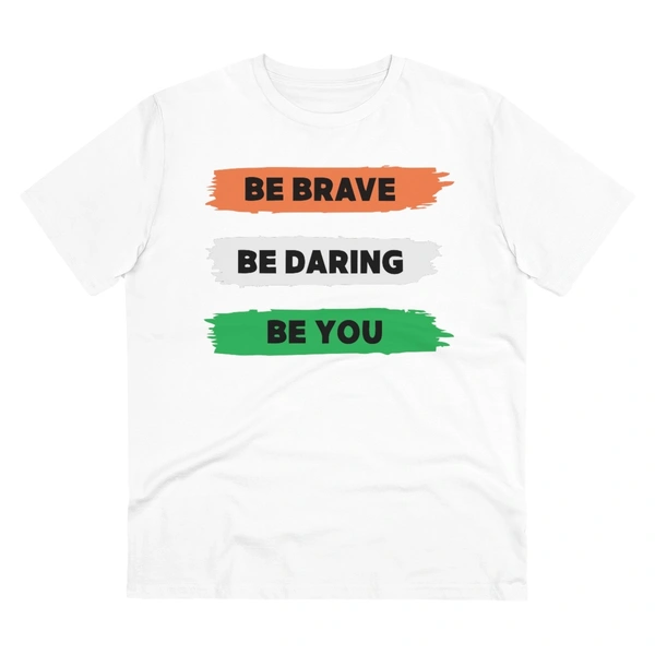 Men's PC Cotton Be Brave Be You Printed T Shirt (Color: White, Thread Count: 180GSM) - White, 0.25, Printed, S