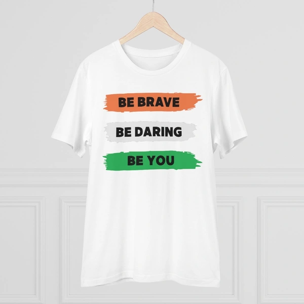 Men's PC Cotton Be Brave Be You Printed T Shirt (Color: White, Thread Count: 180GSM) - White, 0.25, Printed, S