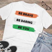 Men's PC Cotton Be Brave Be You Printed T Shirt (Color: White, Thread Count: 180GSM) - White, 0.25, Printed, S