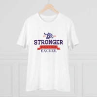 Men's PC Cotton Be Stronger Than Your Excuse Desing Printed T Shirt (Color: White, Thread Count: 180GSM) - White, 0.25, Printed, L