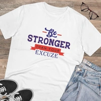 Men's PC Cotton Be Stronger Than Your Excuse Desing Printed T Shirt (Color: White, Thread Count: 180GSM) - White, 0.25, Printed, L