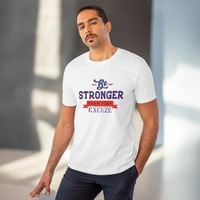 Men's PC Cotton Be Stronger Than Your Excuse Desing Printed T Shirt (Color: White, Thread Count: 180GSM) - White, 0.25, Printed, L
