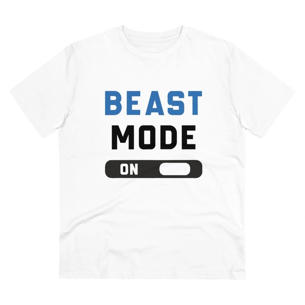 Men's PC Cotton Beast Mode On Printed T Shirt (Color: White, Thread Count: 180GSM) - White, 0.25, Printed, M